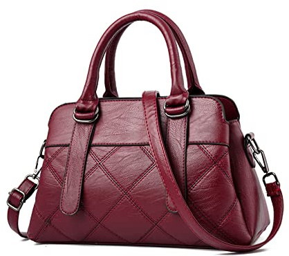FANDARE Damen Handtasche Umhängetasche Frauen Schulterbeutel Shopper Tote Reise Henkeltasche Abendtasche Citytasche für Mädchen Alltag Büro Schule Ausflug Shopper Wasserdicht PU Leder Weinrot