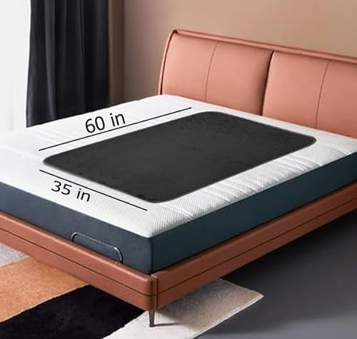 RIQINXIN Wasserdicht Wickelunterlage für Erwachsene Saugfähige Waschbar Betteinlagen Inkontinenz Inkontinenzunterlage für Betten Wiederverwendbare Unterlage Schwarz, 89x152cm Pack of 1