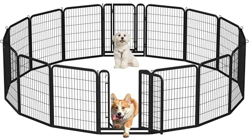Yaheetech Parc pour Chien 16 Panneaux Enclos Chien Chiot Lapin Rongeur Cage pour Chiens Interieur Clôture Chiens Chenil Exterieur 80cm