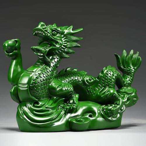 YYPLIAN Drachenstatue, 10,2 cm, Holz, handgeschnitzt, chinesische Drachenfigur, Jahr des Drachen 2024, Feng Shui-Skulptur, Drachen-Tischdekoration für Reichtum, Glück (grünes Holz)