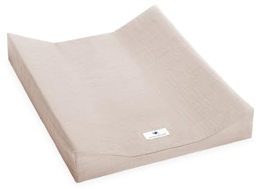 Wickeauflagenüberzug für 2-Keil-Mulde aus Musselin, sand, Made in Germany, OEKO-TEX Standard 100, Größe: 50/65 cm