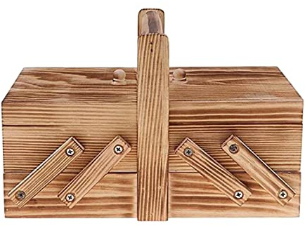 LeeQinersw Organizer per Scatola da Cucito in Legno, Filo, Forbici, Grandi Scomparti per Scatola da Cucito, Filo, Cestino per Cucire, Accessorio per La Casa, Naturale