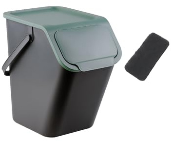 Go Practic Waste Separation System for Kitchen With Carbon Filter, Click Lid Bin, Rubbish Bin, 25 L Capacity