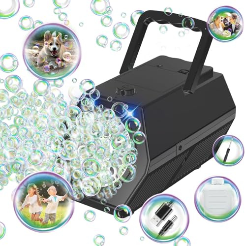 Machine à Bulles Portable De Mise à Niveau 20000 + Bulles/Min avec Solution à Bulles/LumièRe, Machine à Bulles pour Enfants,Cadeau D'extéRieur pour Mariage/Fête