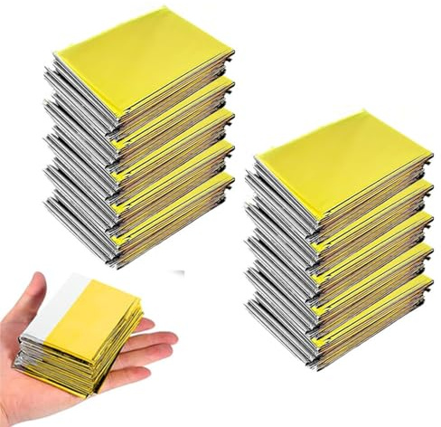 Lot de 10 couvertures thermiques d'urgence, couverture thermique en or argenté, pour sauvetage, protège du froid, de la chaleur et du vent, de la pluie, de la couverture thermique de survie, 160 x 210
