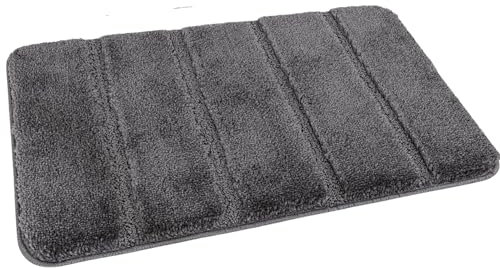 Nest & Nibble Bathroom Bath Mat (Charcoal, 50 x 80 cm) Non-Slip Toilet Floor Mat | Ultra-Absorbent Microfiber Technology Washable Shower Rug | Soft & Thick Anti-Mould Home Essential Bathtub Carpet
