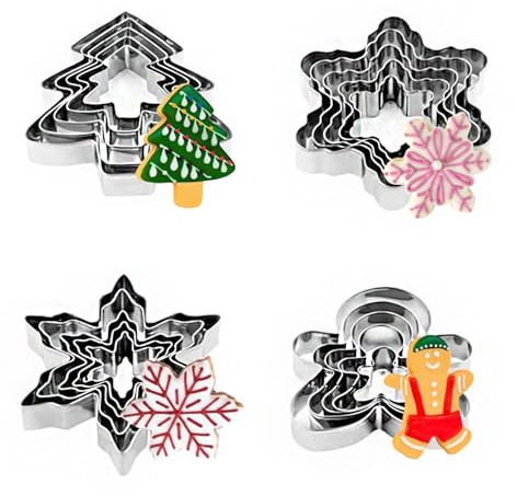 BOOSHMall 20 Pezzi Stampi per Biscotti Natalizi, Biscotti Stampi in Acciaio Inox, Tagliabiscotti di Natale per Decorazioni Dolci Natale, Albero di Natale, Fiocco di Neve
