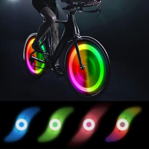 Starkvista Bike Spoke Lights for Night Riding, 4-Pack Tire Flash Lamp LED Neon Wheel Flashing Lights – LED Bike Wheel Lights for Safety, Fun Rides, Festivals – Bike Accessories Kids & Adults