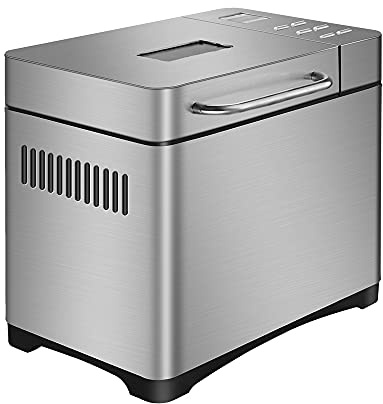 TFGXUE Macchina per il pane, in acciaio inox, completamente automatica, 19 programmi, 3 gradi di doratura, 3 misure e timer da 15 ore, rivestimento antiaderente, macchina per il pane con set completo