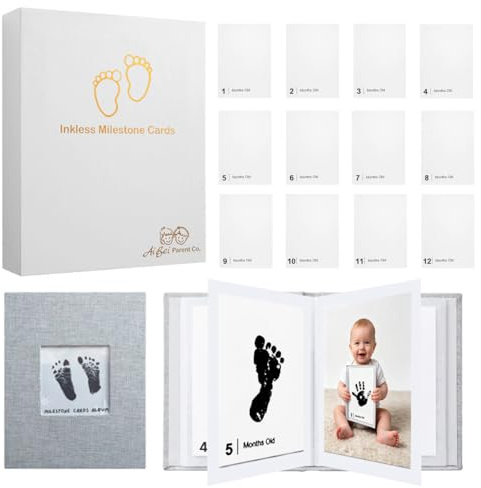 14-delars set med fotoalbum, Newborn baby handtryck eller fotavtryck rengörings-touch bläckdyna kit, Newborn Keepsake, set för nyfödda, Babyhandavtryck och Fotavtryck (vit)