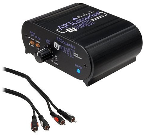 ART DJ Pre II Turntable Phono Preamplifier with RIAA EQ and a RCA Male to 2 RCA Male Audio Cable 3'