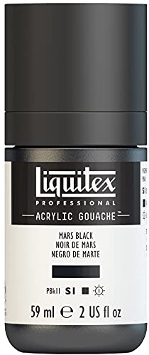 Liquitex 2059276 Professional Acryl Gouache - Marsschwarz , 59ml Flasche, matt - Acrylfarbe mit Gouache Eigenschaften, Hochdeckend, Wasserfest & Lichtecht