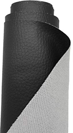 A-Express Grained Faux Leather Fabric Waterproof Heavy Duty Leatherette Vinyl Leathercloth Upholstery Textured Material - Black 1 Metre 100cm x 140cm