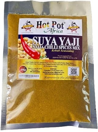Hot Pot Africa Suya Spice | Yaji, Barbeque Kebab Pepper Spice Mix| Chilli Seasoning for Chicken, Pork, Beef, Fish & Vegetables,