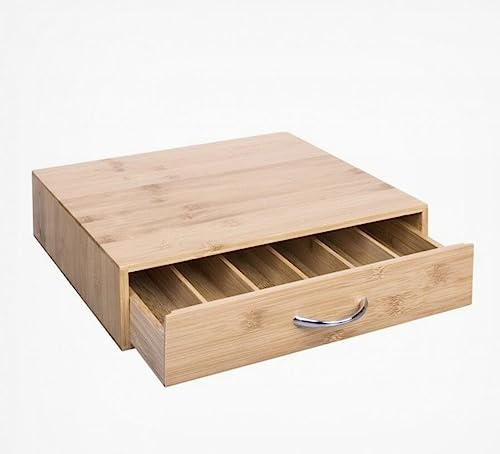 HOME IN SMART Porta Capsule Caffè in Bambù con 6 Scomparti – Organizer Capsule, Cialde e Tisane per Macchina Caffè – Cassetto Porta Zucchero e Bustine The – Supporto Salvaspazio per Cucina 33x31x8