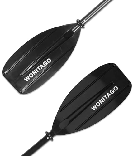 WONITAGO Kayak Paddles for Kid with Aluminum Shaft and PP Blade, Floating Kayaking Oars for Youth and Junior, Adjustable 163-183cm/64-72 Inches, Black
