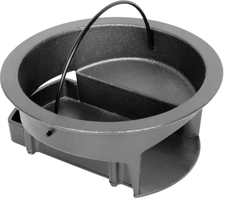 Vankey Heavy Duty Cast Iron Ash Can for Kamado Joe Classic Joe Grill Compatible with Original Slid-Out Ash Drawer, Fire Grate & Fire Basket Ventilated Design for Enhanced Airflow & Fast Ash Removal