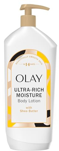 Olay Body Lotion for Women, Ultra Rich Moisture, 24hr Moisturizing & Deep Hydration, Absorbs Instantly, Penetrating Vitamin B3 Complex, For All Skin Types, Shea Butter Scent, 18 fl oz