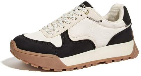 LUCKY STEP Chaussures de Sport Femme Plateforme Toile - Sneakers Casual à Lacets Style Rétro pour Tennis, Course, Marche et Mode Classique