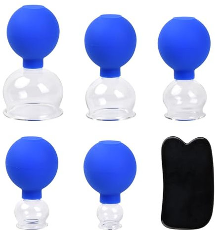 5 Stück Schröpfgläser, Facial Cupping Set, Vakuum Massage Schröpfen Schröpfset aus Glas Teiliges Schröpftherapie gegen Cellulite Schröpfgläser Saugball Für Straffe Haut Entgiftung Anregung Lymphflus