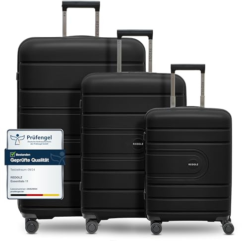 REDOLZ set valigie 3 pezzi rigide TSA 4 doppie ruote leggere viaggio bagaglio da stiva Essentials 11