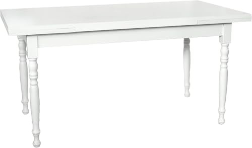 Vicentini arreda TAVOLO ALLUNGABILE IN LEGNO GAMBE TORNITE SHABBY CHIC LACCATO BIANCO (120x80 (200))