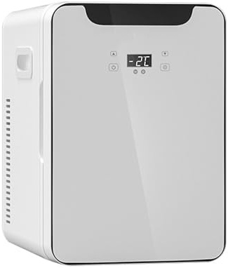 16 Liter Minikylskåp, Bilkylskåp, Frys, Single Core-kylning Justerbar Temperatur Intelligent Digital Display, Minikylskåp För Sovrum, Kontor, Sovsal (vit, Guld),White