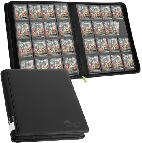 FunGuys Trading Card Binder, 16 Pocket, 1024 Side Loading Sports Card Collection Binder for Yugioh, MTG, TCG