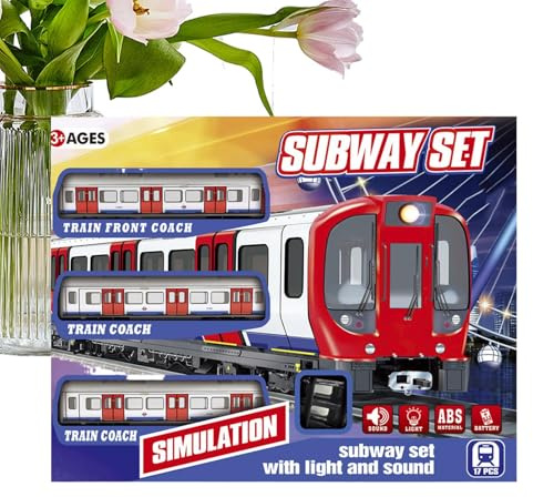 Trenino Elettrico Giocattolo - Kit Da Gioco Su Rotaia Alimentata Da 600 G, Locomotiva Metropolitana Vintage, Set Di Veicoli Focalizzati Sull'apprendimento, Layout Dinamico Dei Binari, Intrattenimento