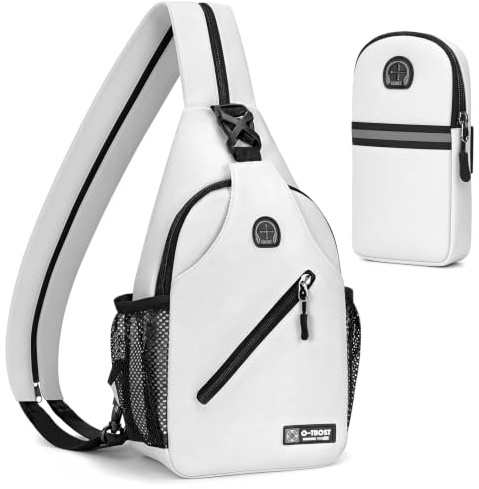 Crossbody Shoulder Bags, Convertible Sling Bag with Side Mesh Pockets and Headphone Hole, Crossbody Backpack and Arm Bag Set, Lightweight Chest Bag Casual Daypack for Women Men Camping Travel Hiking