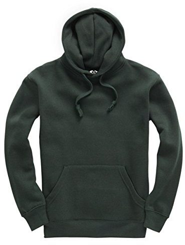 Mellor Design Plain Pullover Hoodie Hooded Top Unisex Mens Ladies Hooded Sweatshirts Bottle Green, XXL