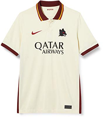 Nike Roma Y NK BRT STAD JSY SS AW T-Shirt, Unisex Bambini, Pale Ivory/Fossil/(Dark Team Red) (Full Sponsor), XL