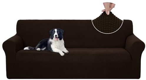 U-NICE HOME Stretch Couch Cover Sofa Cover Washable Sofa Slipcover Furniture Protector for 3 Cushion Couch Sofa Pet Friendly(Sofa, Chocolate)