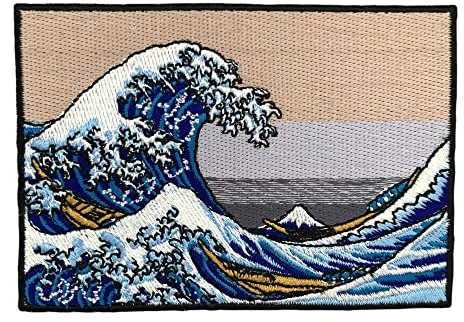 Urbanski Patch The Great Wave off Kanagawa zum Aufbügeln 7 x 10 cm | Aufnäher Applikation Bügelbild