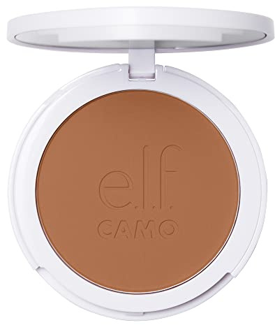 E.l.f. Camo Powder Foundation, Lightweight, Primer-Infused Buildable & Long-Lasting Medium-to-Full Coverage Foundation, Tan 415 C