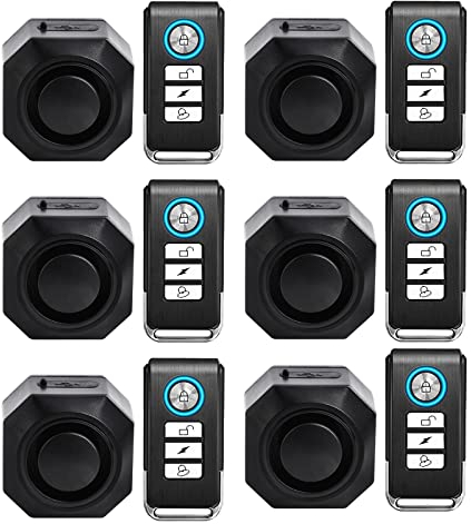 NineLeaf Fahrradalarm mit Fernbedienung, drahtloser Anti-Diebstahl-Fahrradalarm mit Halterung, Vibration-Bewegungssensor Fahrzeugsicherheitsalarmanlage wasserdicht Anhänger Motorradalarm 110dB, 6Stück
