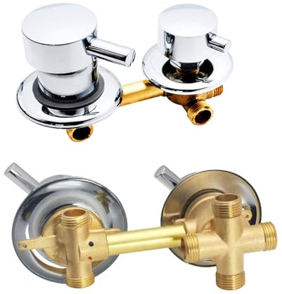 Válvula Desviadora de Ducha de Latón Sólido 2/3/4/5 Vías,Mezclador de Agua Fría y Caliente,Distancia del Hueco 9/10/12,5/14,5cm,Grifo de Baño para Cabina de Ducha/Sauna (Fileté 4 voies,9cm)