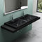 Mai & Mai Waschbecken Einbauwaschbecken Waschtisch 2 Becken Mineralguss rechteckig 2 Armaturenlöcher Überlauffunktion BxTxH 120x48x14 cm Schwarz Col03