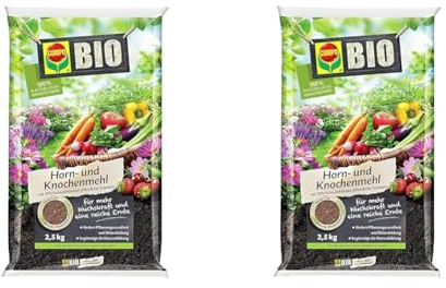 COMPO BIO Horn- und Knochenmehl, Hochwertiger Natur-Dünger, Auch ideal als Tomatendünger, 2,5 kg (Packung mit 2)