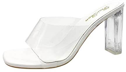 Mules à talons pour femme - Escarpins à talons hauts - Sexy - Transparent - Chaussures de mariage - Chaussures de fête - Chaussures de plage - Sandales d'été - Sandales en cristal - Tailles 37 à 42,