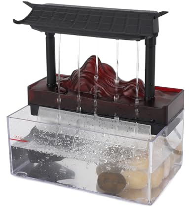 Mini Cascada, Fuente de Agua de Mesa Alimentada por USB LED Corriente Recurrente Fuente de Interior de Plástico Decoración Fuente de Agua Fuente de Escritorio Relajante para