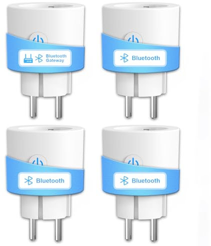 ANTELA Enchufe inteligente WLAN y Bluetooth 1 puerta de enlace con medición de corriente + 3 enchufes Bluetooth, compatible con Alexa, Google Home y Smart Life APP mando a distancia, 16A.4pcs