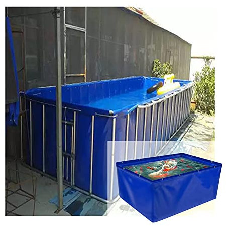 Laghetto portatile in PVC per pesci Koi e pesci rossi, pieghevole, piscina da giardino con occhiello, ideale per uso esterno (blu, 5 x 1 x 1 m)