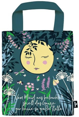 moses. Basically it´s magic Büchertasche Moon, Kleine Tragetasche aus 100% Baumwolle, Geschenkverpackung zum Buch, schönes Geschenk für Vielleser, Leseratten und Buch Fans, Schutz für Bücher