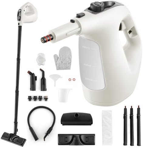 COSTWAY Dampfreiniger 1500W, Tank: 400 ML, Temperatur: bis zu 125℃, Aufheizzeit: 1 min., Dampfdruck: 2 bar, Dampfreiniger Handgerät mit 14 Zubehörteilen & 5m Netzkabel (Grau)