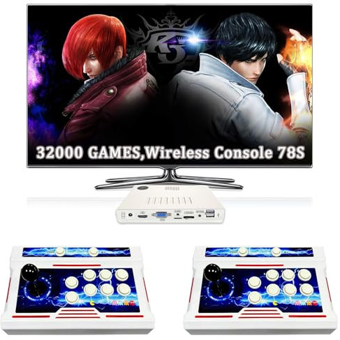 RegiisJoy 32000 in 1 Wireless Pandora Box Arcade Game Console 78S Bluetooth for PC Projector 4K TV, 2-4 Players, 1280X720, 3D Games, Search/Hide/Save/Load/Pause Games