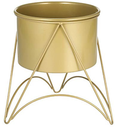 Pot de fleurs avec support en métal doré pour herbes, orchidées, cactus, plantes grasses, intérieur et extérieur, pour décoration de jardin et de maison
