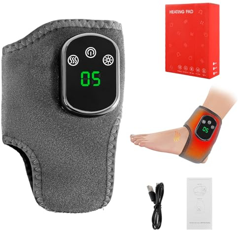 Masajeador de pies portátil eléctrico con 3 modos de vibración y 5 niveles de calor, calentador de pies con masajeador para tobillo, talón, suela (1 unidad)