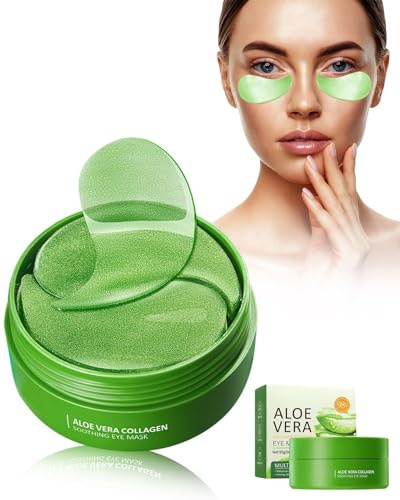 GAJUS Patch Yeux Collagene et Acide Hyaluronique, 60 Pcs patch anti cernes, patch aloe vera yeux a Éclaircir cernes sous les yeux, reutilisable patchs pour les yeux contre Poches Puffiness, Rides