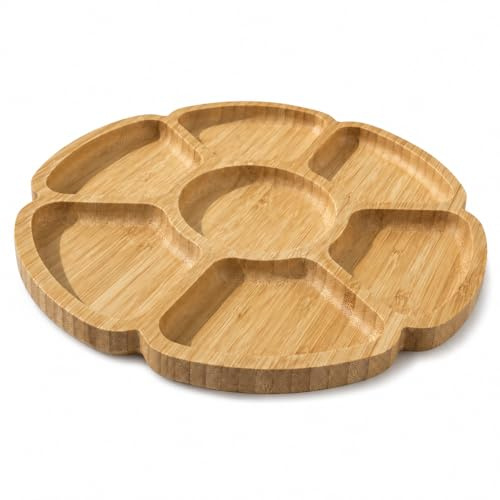 Mosto Flower Bamboo Serving Tray – Small Cheese Board & Snack Tray for Picky Bits, Afternoon Tea & Nibbles, Eco-Friendly Wooden Charcuterie Board for 1–2 People